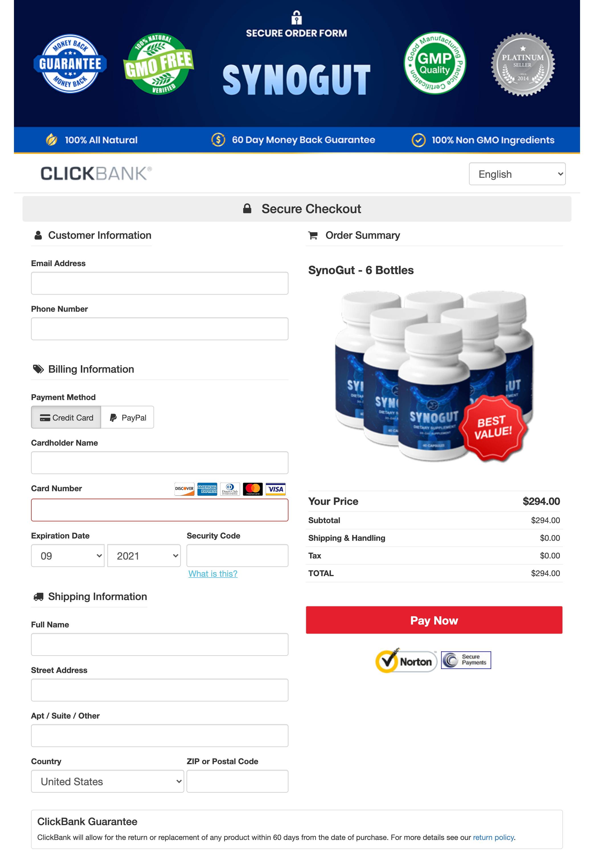 SynoGut Order Page